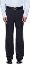 Ami Alexandre Mattiussi Navy Straight Fit Trousers In 4011 Navy Blue