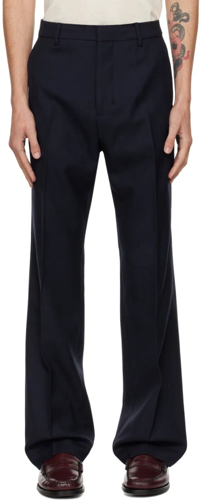 Ami Alexandre Mattiussi Navy Straight-fit Trousers In Navy Blue/4011