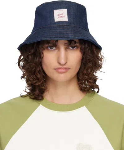 Ami Alexandre Mattiussi Navy Topstitchings Denim Bucket Hat