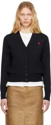Ami Alexandre Mattiussi Navy Wool Ami De Coeur Cardigan In Black