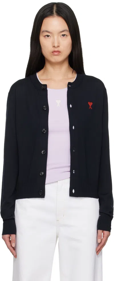 AMI ALEXANDRE MATTIUSSI NAVY WOOL AMI DE COEUR CARDIGAN