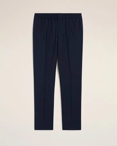 Ami Alexandre Mattiussi Navy Wool Elasticated Waist Trousers Blue In Navy Blue