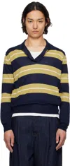 Ami Alexandre Mattiussi Ami Paris Polo Raye In 4335 Navy/havana/whi