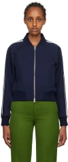 Ami Alexandre Mattiussi Stripe-trim Track Jacket In 491 Nautic Blue