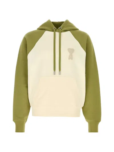 Ami Alexandre Mattiussi Ami Boxy Fit Hoodie With Ami De Coeur Knitted Patch In Green