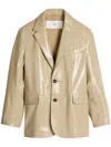 Ami Alexandre Mattiussi Notched Lapels Leather Blazer In Neutrals