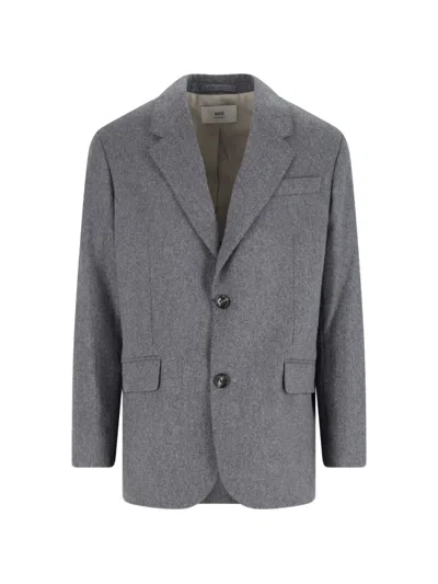 Ami Alexandre Mattiussi Notched-lapels Single-breasted Blazer In Gray