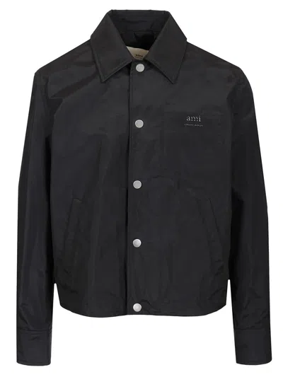 Ami Alexandre Mattiussi Nylon Bomber Jacket Jackets Black