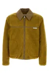 Ami Alexandre Mattiussi Ami Paris Ami Yellow Shearling Jacket With Contrast Collar In Green