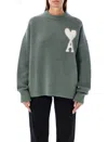 Ami Alexandre Mattiussi Ami Paris Ami De Coeur Logo Detailed Knitted Jumper In Antique Clay