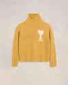 AMI ALEXANDRE MATTIUSSI OFF-WHITE AMI DE COEUR FUNNEL NECK SWEATER YELLOW