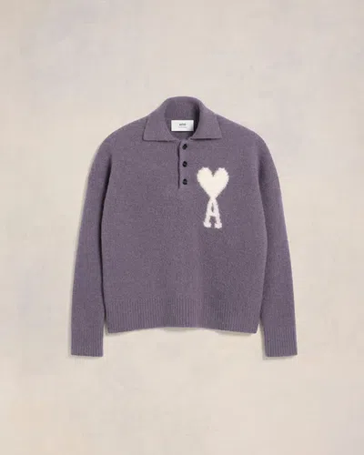 Ami Alexandre Mattiussi Off-white Ami De Coeur Polo Purple In Lilac