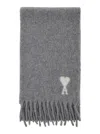 Ami Alexandre Mattiussi Ami Paris Women Off White Ami De Coeur Scarf Baby B4 In Gray