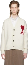 Ami Alexandre Mattiussi Cardigan Ami Paris Men Color White In 154 Off-white/red
