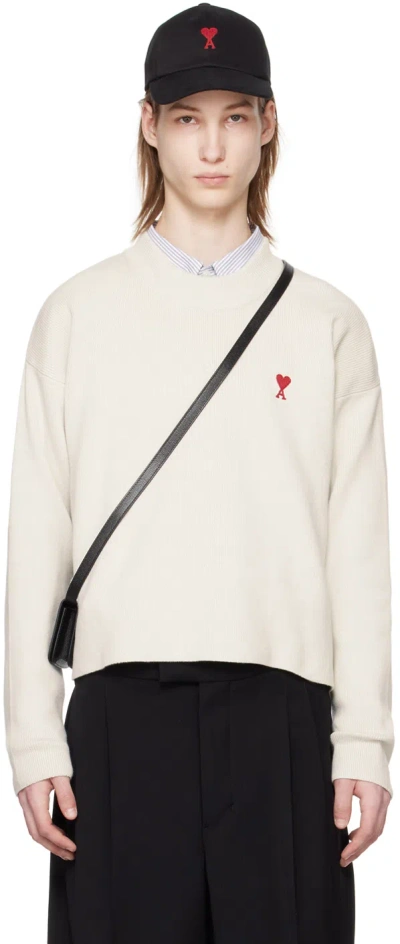 Ami Alexandre Mattiussi Off-white Ami De Cœur Sweater In 193 Chalk