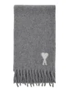 Ami Alexandre Mattiussi Ami Paris Women Off White Ami De Coeur Scarf Baby B4 In Gray