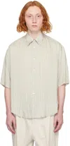 Ami Alexandre Mattiussi Off-white & Khaki Boxy-fit Shirt In Chalk/sage/1931