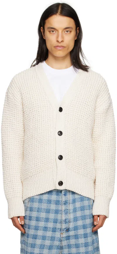 Ami Alexandre Mattiussi Waffle Knit Cardigan In White