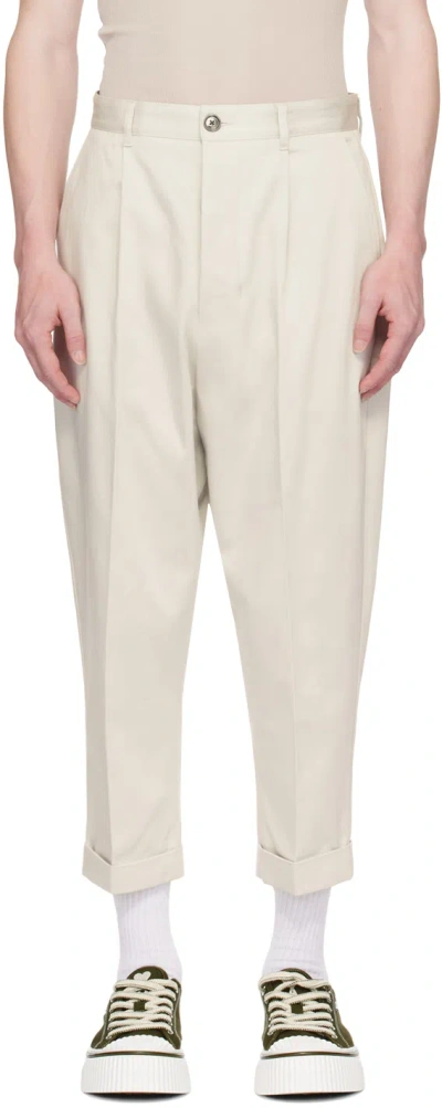 Ami Alexandre Mattiussi Off-white Carrot-fit Trousers In Chalk/193