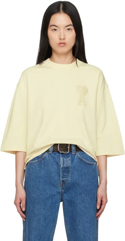 Ami Alexandre Mattiussi Off-white Cotton Ami De Coeur Patch T-shirt In White Cream