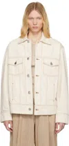 Ami Alexandre Mattiussi Classic Denim Jacket With Structured Silhouette In White Cream