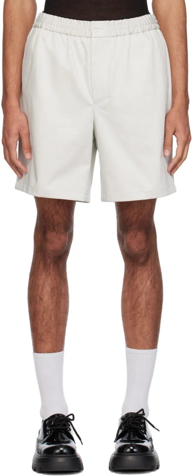 Ami Alexandre Mattiussi Off-white Elasticized Shorts In Chalk/193