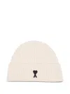 Ami Alexandre Mattiussi Ami Paris Ami Paris De Coeur Wool Beanie In Neutral