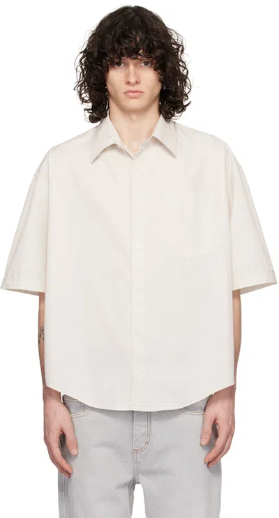 Ami Alexandre Mattiussi Off-white Spread Collar Shirt In Chalk/193
