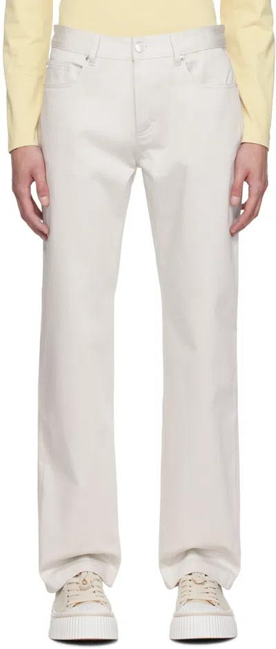 Ami Alexandre Mattiussi Off-white Straight Fit Trousers In Chalk/193