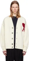 Ami Alexandre Mattiussi Cardigan Ami Paris Men Color White In 154 Off-white/red