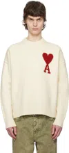 Ami Alexandre Mattiussi Ami Paris Ami Heart Design Wool Sweater In Intarsia Knit In White