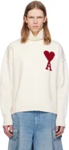 Ami Alexandre Mattiussi Ami Paris Turtleneck Sweater Ami De Coeur White Men In Animal Print