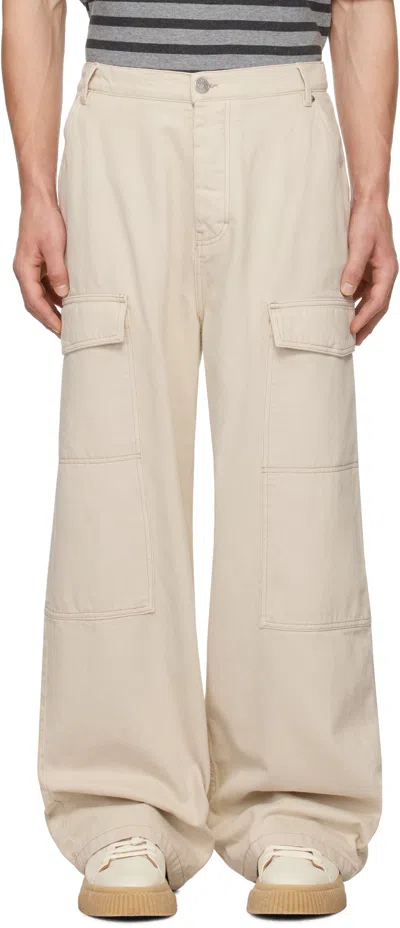 Ami Alexandre Mattiussi Off-white Worker Baggy Cargo Pants In Off White/150