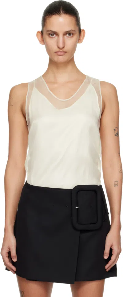 Ami Alexandre Mattiussi Off-white Sheer Silk Tank Top In Neutral