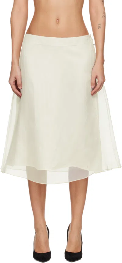 Ami Alexandre Mattiussi Sheer-overlay Silk Midi Skirt In Neutral