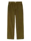 Ami Alexandre Mattiussi Wide-leg Olive Green Corduroy Pants With High Waist In Brown