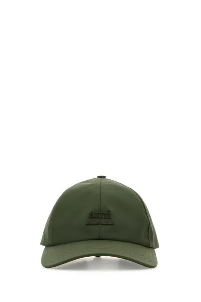 AMI ALEXANDRE MATTIUSSI OLIVE GREEN NYLON BASEBALL CAP