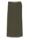 Ami Alexandre Mattiussi Pleated Crepe Long Skirt In Green