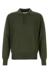 Ami Alexandre Mattiussi Ami Long Sleeved Knitted Polo Shirt In Loden