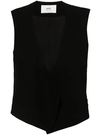 AMI ALEXANDRE MATTIUSSI OPEN-FRONT WOOL WAISTCOAT