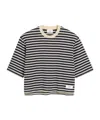 Ami Alexandre Mattiussi Navy Recycled Cotton Loose Striped T-shirt In Black