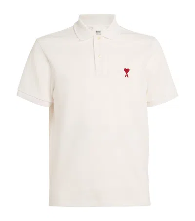 Ami Alexandre Mattiussi Organic Cotton Ami De Coeur Polo Shirt In White