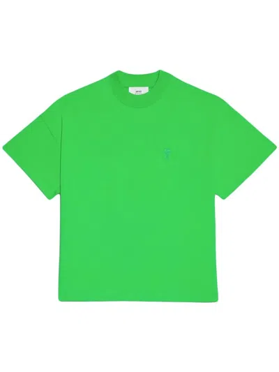 Ami Alexandre Mattiussi Organic-cotton Drop-shoulder T-shirt In Verde