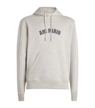 Ami Alexandre Mattiussi Organic Cotton Logo Hoodie In Grey