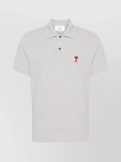 Ami Alexandre Mattiussi Organic Cotton Piqué Polo Shirt In Grey