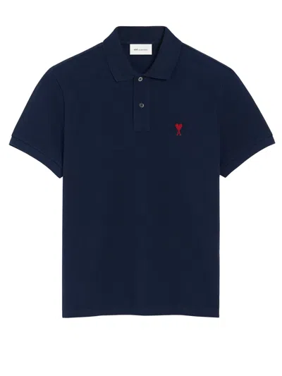 Ami Alexandre Mattiussi Organic Cotton Polo Shirt In Blue
