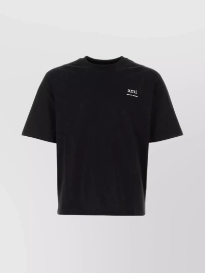 Ami Alexandre Mattiussi Organic Cotton Ribbed Crew-neck T-shirt In Black