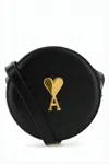 Ami Alexandre Mattiussi Oval Shoulder Bag With Gold-tone Emblem In Black