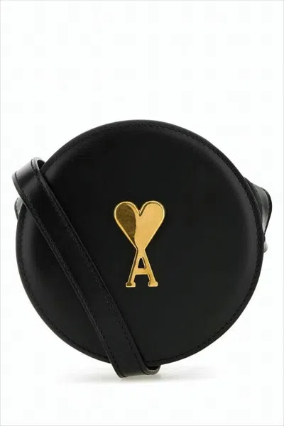 Ami Alexandre Mattiussi Oval Shoulder Bag With Gold-tone Emblem In White