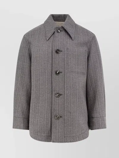 Ami Alexandre Mattiussi Overshirt Made From Wool Blend Fabric In Gray